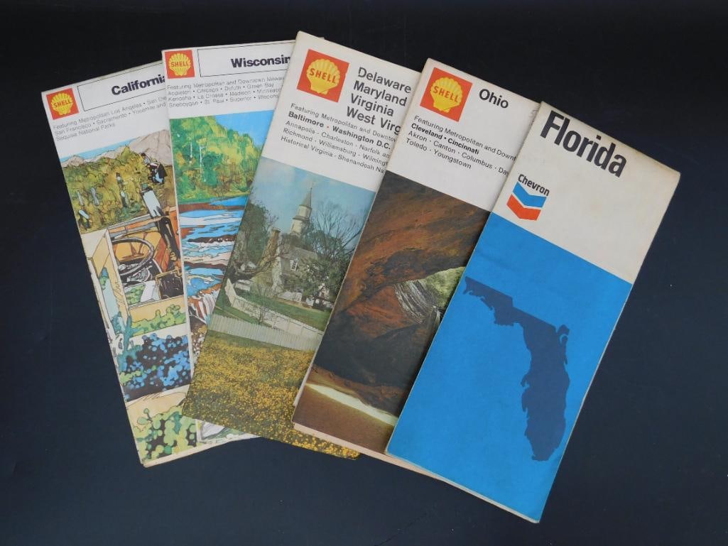 SHELL ROAD MAPS ASSORTED STATES VINTAGE ANTIQUE (1 of 5)