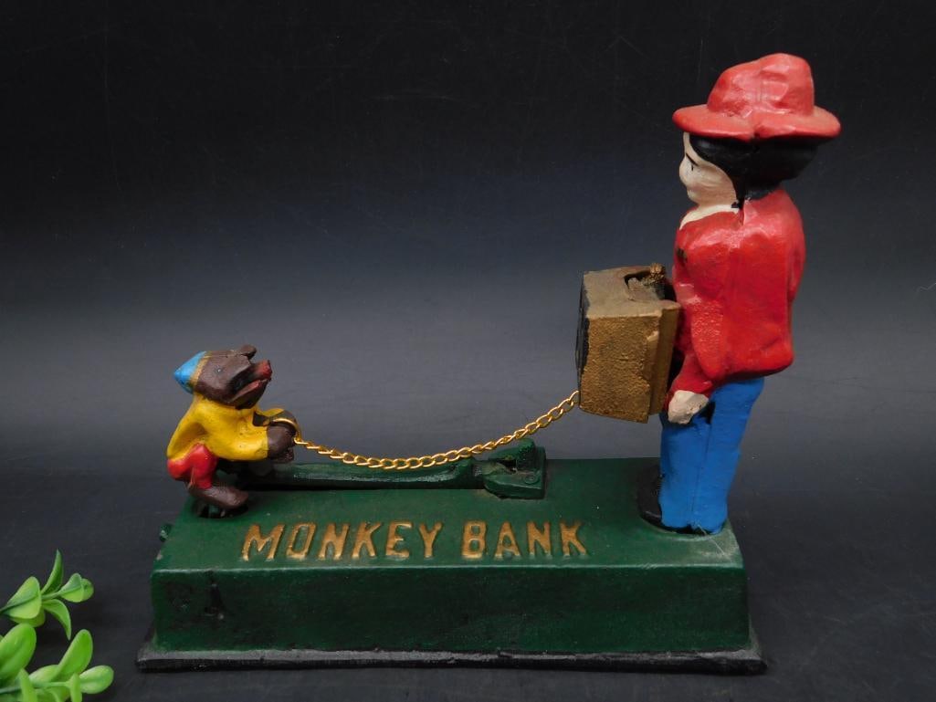 Cast Iron Monkey Bank Mechanical Coin Bank (1 of 6)