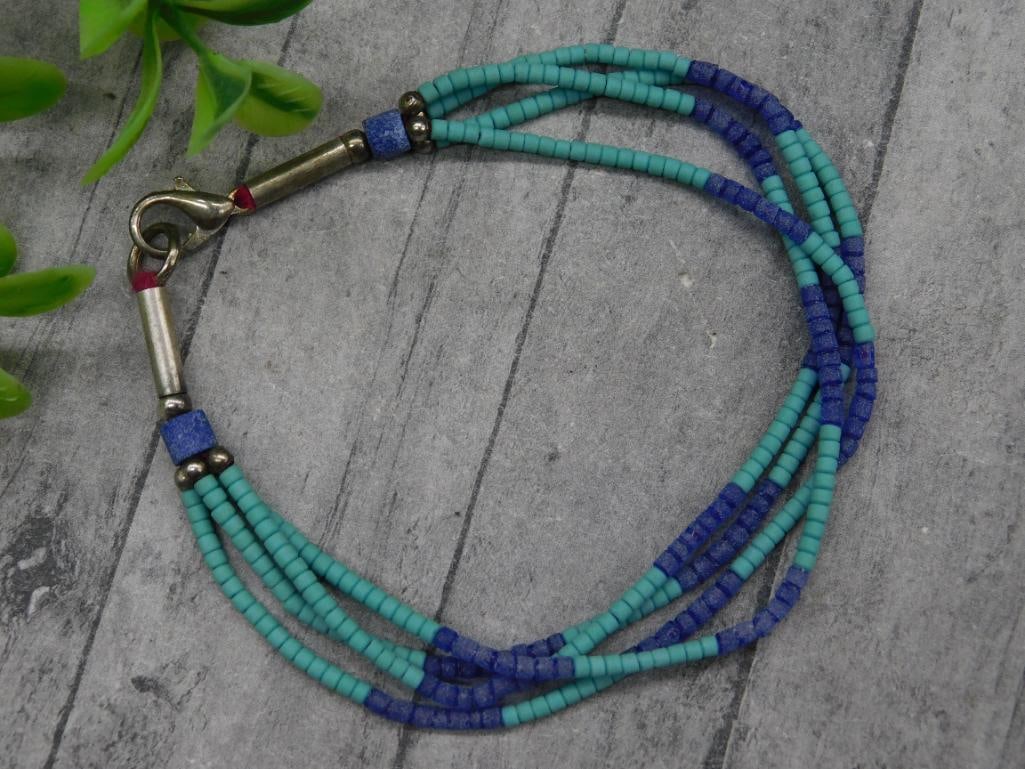 Multi-Strand Turquoise And Blue Bead Bracelet (1 of 2)