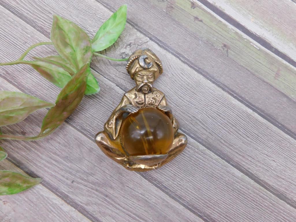 1930s Thief of Bagdad Korda Figurine with Glass Globe: 1930s Thief of Bagdad Korda Figurine with Glass Globe