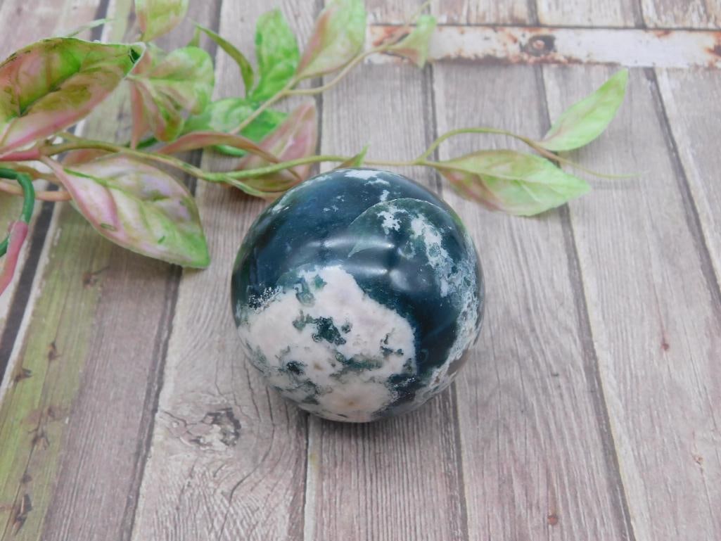 Green and White Jasper Sphere 163 Grams (1 of 2)