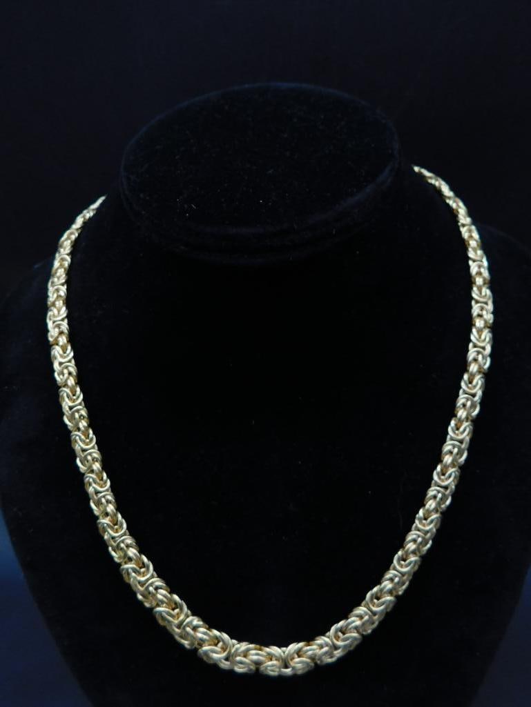 14K Yellow Gold Byzantine Chain Necklace With Clasp: 14K Yellow Gold Byzantine Chain Necklace With Clasp
