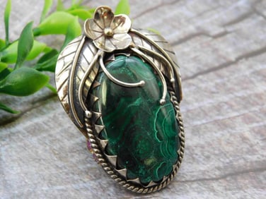 MALACHITE ADJUSTABLE RING ROCK STONE LAPIDARY SPECIMEN