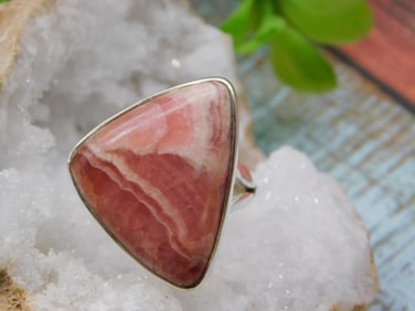 STERLING SILVER RHODOCHROSITE RING SIZE 9 ROCK STONE LAPIDARY SPECIMEN