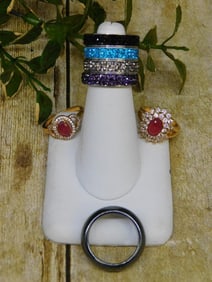 MIXED STONE RINGS ROCK STONE LAPIDARY SPECIMEN