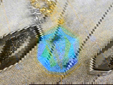 DRUZY TITANIUM PENDANT ON CHAIN NECKLACE ROCK STONE LAPIDARY SPECIMEN