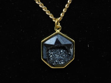 DRUZY TITANIUM PENDANT ON CHAIN NECKLACE ROCK STONE LAPIDARY SPECIMEN