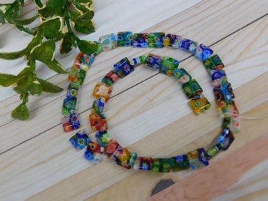 GLASS MILLEFIORI BEADS ROCK STONE LAPIDARY SPECIMEN