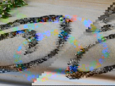 GLASS MILLEFIORI BEADS ROCK STONE LAPIDARY SPECIMEN