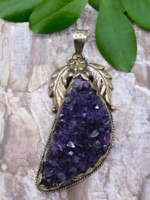 4 INCH AMETHYST PENDANT ROCK STONE LAPIDARY SPECIMEN