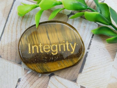 INTEGRITY TIGER EYE WORD STONE ROCK STONE LAPIDARY SPECIMEN