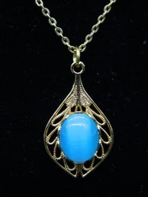 GENUINE STONE PENDANT ON CHAIN NECKLACE ROCK STONE LAPIDARY SPECIMEN