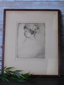 FRAMED PORTRAIT SKETCH VINTAGE ANTIQUE
