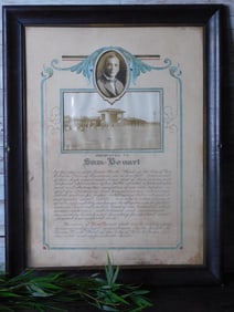 FRAMED PHOTOGRAPH PRESENTED TO SAM BONART VINTAGE ANTIQUE