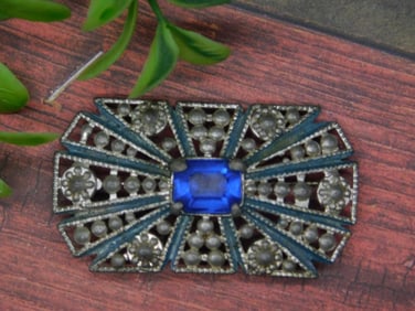 ART DECO STONE STUDDED BROOCH VINTAGE ANTIQUE