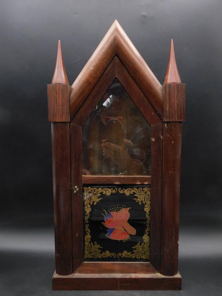 Antique Wooden Gothic-Style Mantel Clock Case: Antique Wooden Gothic-Style Mantel Clock Case