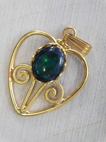 ABALONE STONE HEART PENDANT ROCK STONE LAPIDARY SPECIMEN