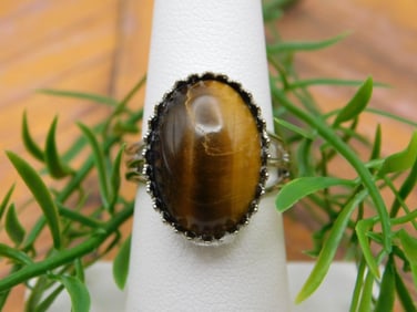TIGERS EYE ADJUSTABLE RING ROCK STONE LAPIDARY SPECIMEN