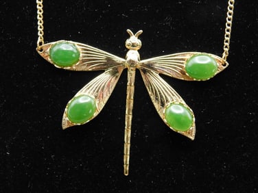 GENUINE STONE DRAGONFLY NECKLACE ROCK STONE LAPIDARY SPECIMEN
