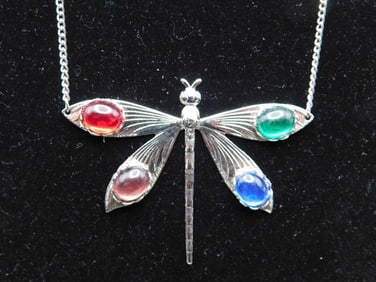 MIXED STONE DRAGONFLY PENDANT ROCK STONE LAPIDARY SPECIMEN