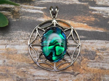 ABALONE STONE SPIDERWEB PENDANT ROCK STONE LAPIDARY SPECIMEN
