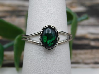 ABALONE STONE ADJUSTABLE RING ROCK STONE LAPIDARY SPECIMEN