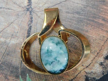 MOSS AGATE PENDANT ROCK STONE LAPIDARY SPECIMEN