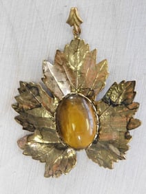 TIGERS EYE LEAF PENDANT ROCK STONE LAPIDARY SPECIMEN