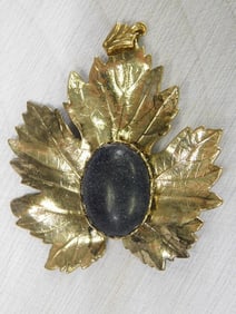 BLUE GOLDSTONE LEAF PENDANT ROCK STONE LAPIDARY SPECIMEN