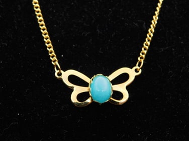 TURQUOISE BUTTERFLY PENDANT NECKLACE ROCK STONE LAPIDARY SPECIMEN