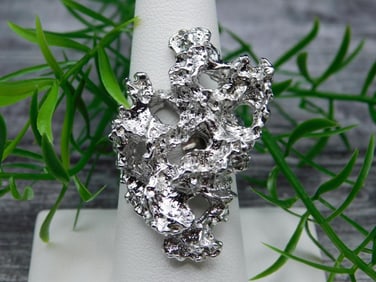 SILVER CLUSTER RING ROCK STONE LAPIDARY SPECIMEN