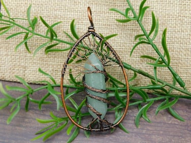 AVENTURINE WIRE TREE PENDANT ROCK STONE LAPIDARY SPECIMEN