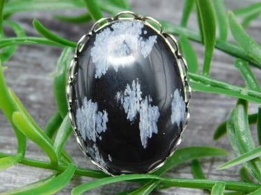 SNOWFLAKE OBSIDIAN PENDANT ROCK STONE LAPIDARY SPECIMEN