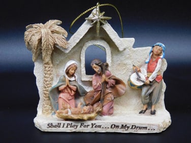 FONTANINI ORNAMENT HOLY FAMILY WITH DRUMMER BOY VINTAGE ANTIQUE