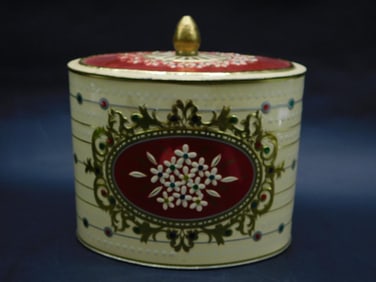 METAL STORAGE CONTAINER WITH LID VINTAGE ANTIQUE