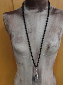 GEODE SLICE PENDANT ON SPARKLE BEAD NECKLACE HATMAN ORIGINAL