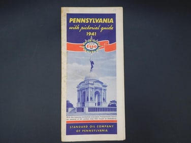 1941 ESSO PENNSYLVANIA PICTORIAL GUIDE VINTAGE AUTOMOBILIA ANTIQUE