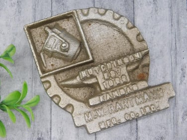 HUTCHINSON KS MW HARTMANN MFG CAST PAPERWEIGHT VINTAGE ANTIQUE