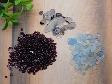 GARNET TOURMALINE IN QUARTZ AQUAMARINE GEMSTONES ROCK STONE LAPIDARY SPECIMEN