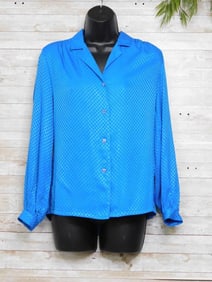 SAKS FIFTH AVENUE BLUE BLOUSE SIZE 4 VINTAGE CLOTHING