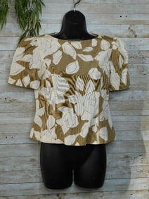 DAVID HAYES BROWN AND WHITE BLOUSE VINTAGE CLOTHING