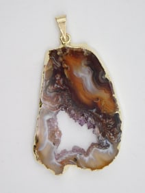 GEODE SLICE PENDANT ROCK STONE LAPIDARY SPECIMEN