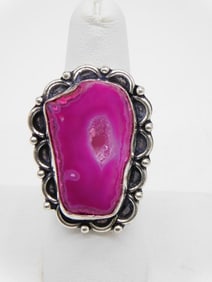 GEODE SLICE RING SIZE 7 ROCK STONE LAPIDARY SPECIMEN