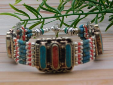 CARNELIAN AND TURQUOISE BRACELET ROCK STONE LAPIDARY SPECIMEN