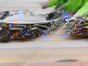 LAPIS AND RED CORAL BRACELET ROCK STONE LAPIDARY SPECIMEN