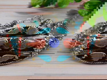 LAPIS, TURQUOISE, AND CARNELIAN BRACELET ROCK STONE LAPIDARY SPECIMEN