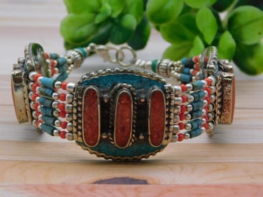 CARNELIAN AND TURQUOISE BRACELET ROCK STONE LAPIDARY SPECIMEN