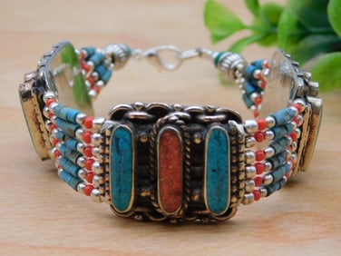 CARNELIAN AND TURQUOISE BRACELET ROCK STONE LAPIDARY SPECIMEN