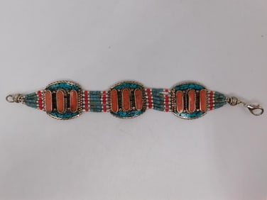 CARNELIAN AND TURQUOISE BRACELET ROCK STONE LAPIDARY SPECIMEN