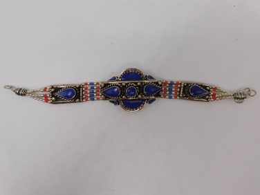 LAPIS AND RED CORAL BRACELET ROCK STONE LAPIDARY SPECIMEN